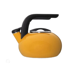 Vintage Yellow Whistling Enamel Tea Kettle by Kitchenaid